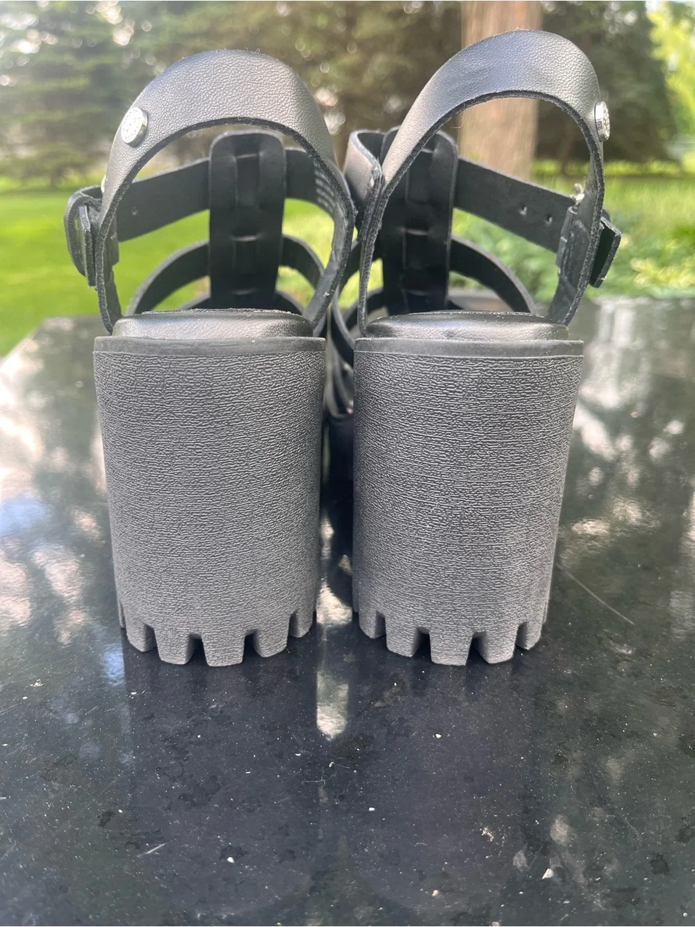 Madden NYC Black Chunky Platform Strappy Sandals size 8